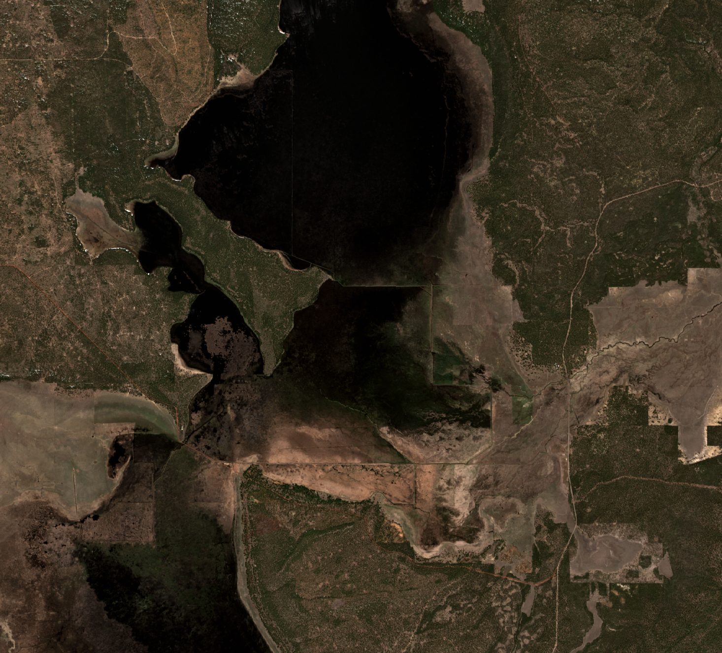 Klamath Marsh on April 21, 2025: the upper marsh is dark with standing water.
