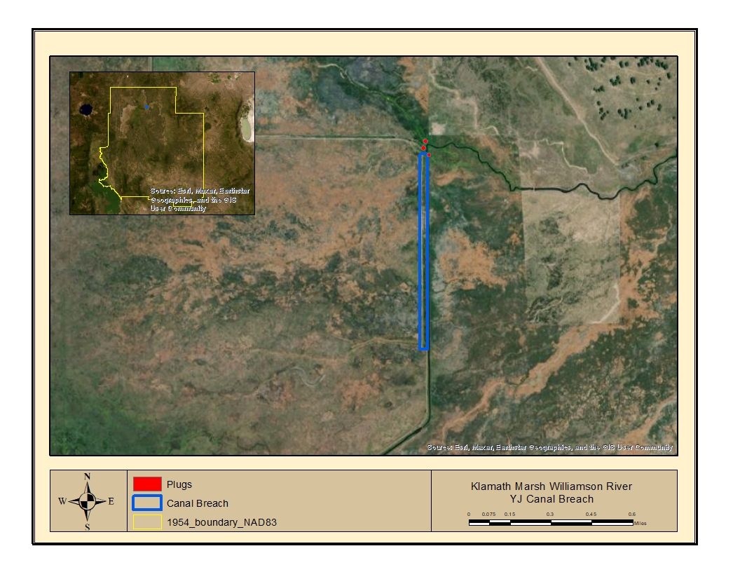 Refuge location map of the YJ canal breach on aerial imagery.